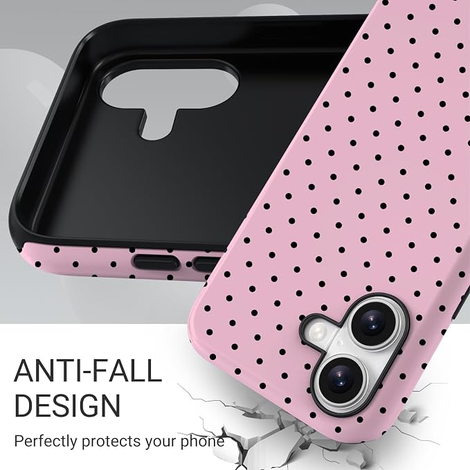TPU Phone Case for iPhone 16, MagSafe Wireless Charging Compatible, Shockproof Slim Fit Protective Cover with Anti-Yellowing & Raised Camera Protection (Polka dot 4, iPhone 16) - Image 4