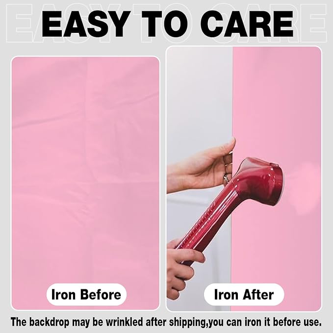 Pink Photo Backdrop Fabric Professional Background 6x9ft Valentine's Day | Seamless Design eliminates Wrinkle Portrait Photography Wedding Dark Theme Decorations - Image 7
