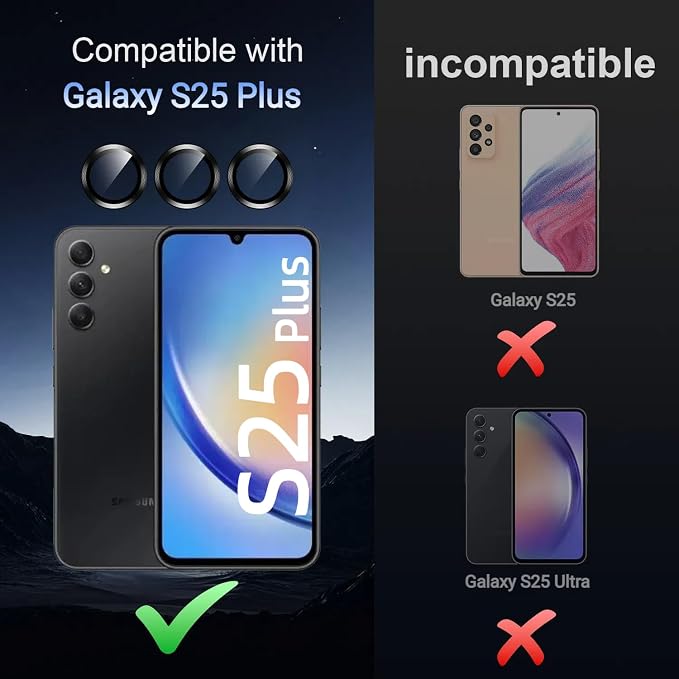 Korecase for Galaxy S25 Plus Camera Lens Protector, 9H Tempered Glass Anti Scratch Camera Screen Protector Film Shcokproof Metal Ring Lens Protector for Galaxy S25+Plus,Clear - Image 2