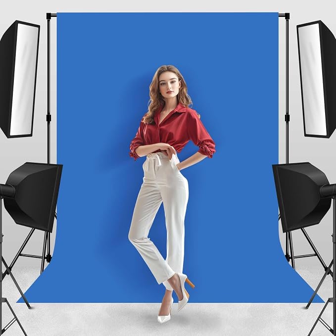 Blue Photo Backdrop Professional Photography Background Polyester 5x7ft | Seamless Design eliminates Wrinkle Portrait Photography Wedding Dark Theme Decorations - Image 5