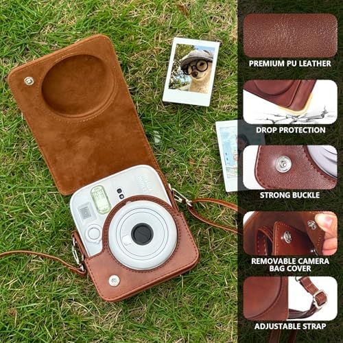 CAIYOULE Camera Case for Fujifilm Instax Mini 13 Instant Camera, Brown - Image 2