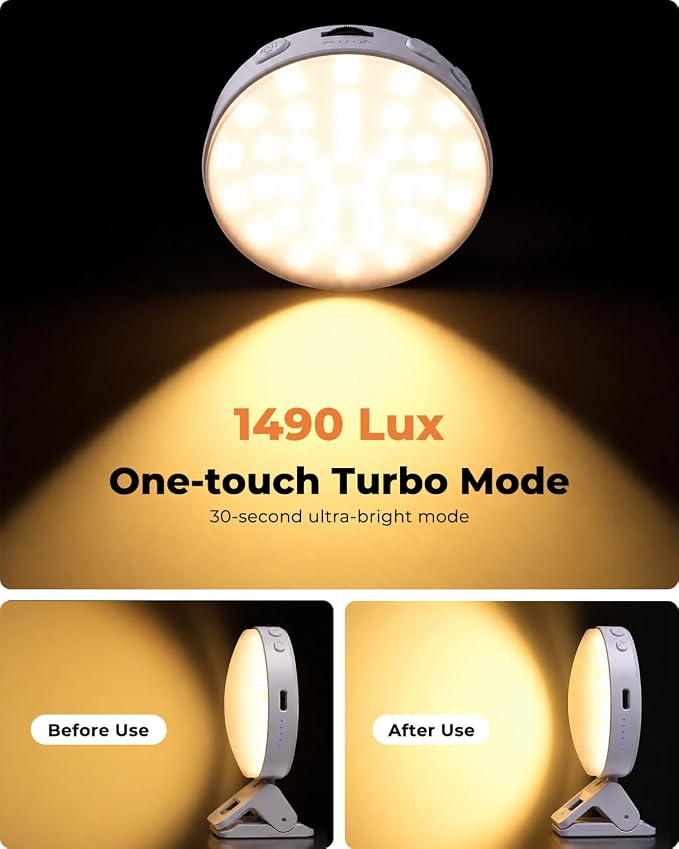 Viozon Selfie Light for iPhone Laptop, 3" Compact Clip on LED Phone Light with 360° Rotation, 1000mAh Type-C Rechargeable Zoom Meeting Light, 36H Runtime, Stepless Dimming 2800K-6500K, White - Image 7