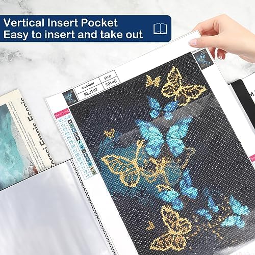 2 Packs A3 Diamond Paintings Storage Books, Large 30x40 Diamond Art Storage Presentation Book with 60 Pags, Diamond Painting Art Portfolio Folder, Clear Pockets Artwork Storage Photo Display Album - Image 3