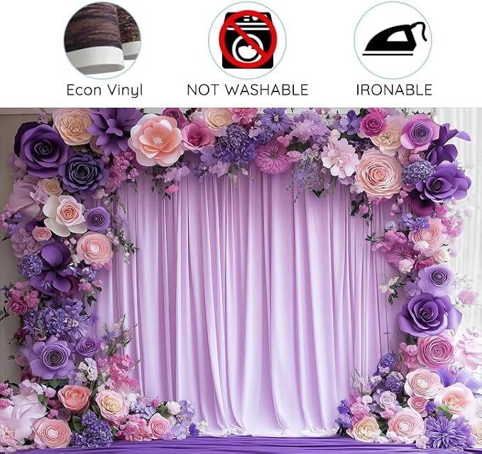 8X6ft Purple Flower Wall Background Photography Lavender Backdrop for Parties Wedding, Girls Birthday Princess Weeding Bridal Shower Purple Floral Anniversary Ceremony Decor. - Image 8