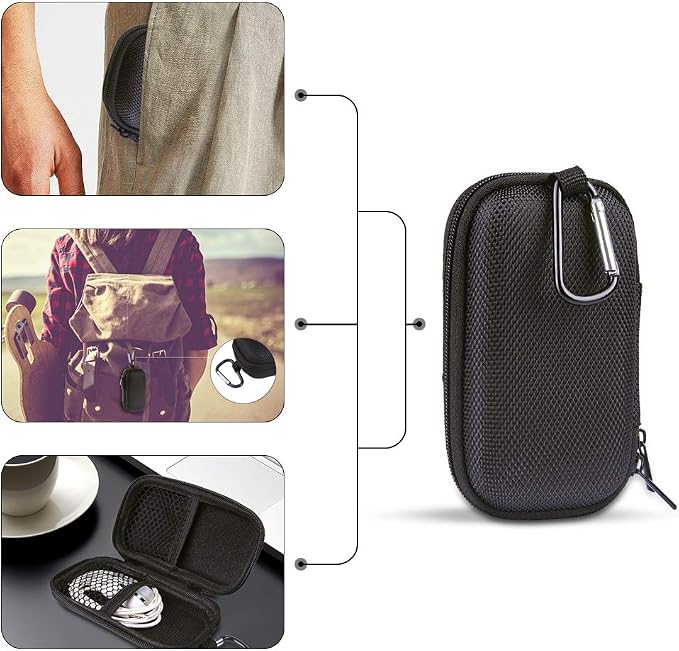 Hard Drive Hard Case 2Pack Earbuds Carrying Cases with Zipper and Carabiner | Rectangle Shaped Portable Protection EVA Shockproof Wired/Bluetooth Headset Change Purse Soft Case for Earphone Headphone - Image 7