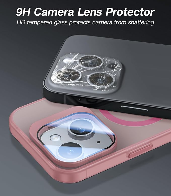 VOFATA for iPhone 14 Plus Case with Camera Cover Stand [Built-in 9H Camera Lens Protector][Fit for Magsafe] Military Grade Shockproof Translucent Matte Magnetic Phone Case 6.7",Pink - Image 2