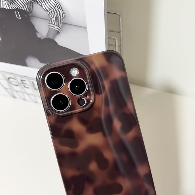 Cute Phone Case for iPhone 14 Pro Max Case Cheetah Leopard Print | Amber Tortoiseshell Pattern,Full Camera Protective,Slim Shockproof TPU,Aesthetic Girly Glossy Cover for Women Men-Brown - Image 4
