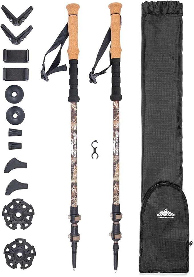 Cascade Mountain Tech Trekking Poles - Carbon Fiber Monopod Walking or Hiking Sticks with with Accessories Mount and Adjustable Quick Locks by CascadeMountainTech