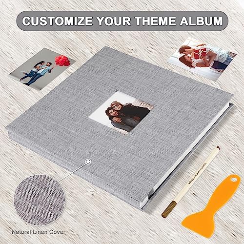 Photo Album Self Adhesive Pages Scrapbook 13.2x12.8 Grey 40 Pages - Image 4