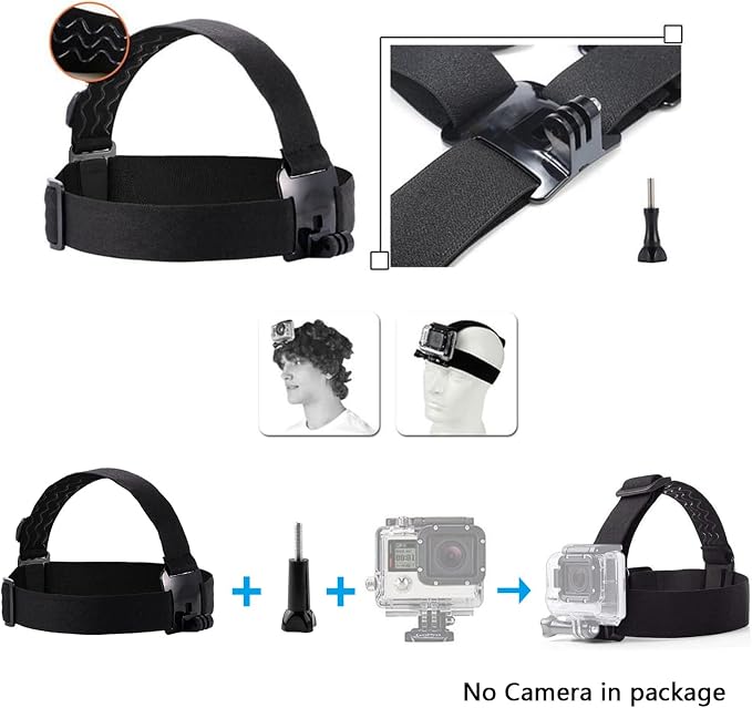 Action Camera Head Mount Strap Compatible with Gopro DJI Osmo | Compatible with Go pro Hero 13 12 11 10 9 8 AKASO EK7000 Brave 4 Brave 7LE ODDV Hiicam Icefox WOLFANG, Wearing Head Belt - Image 2