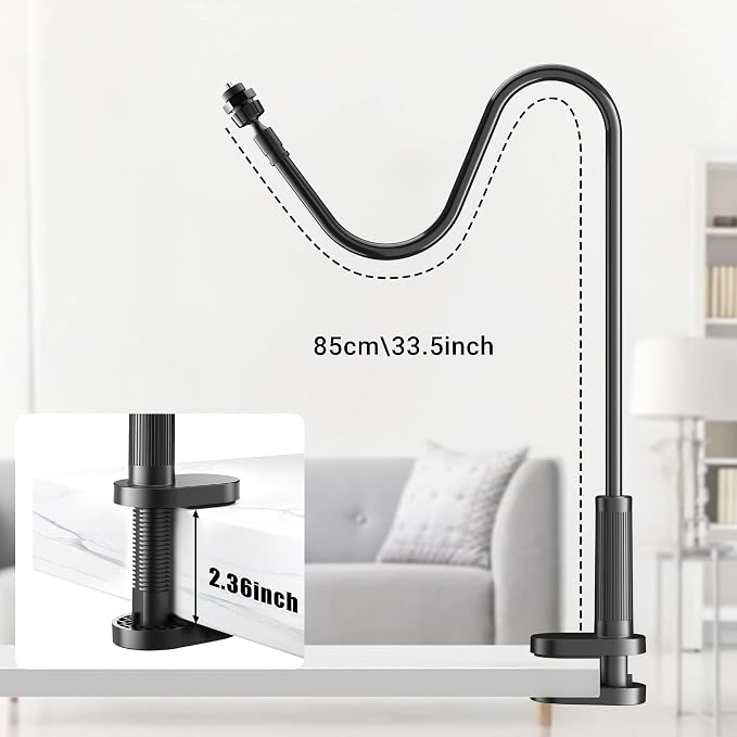 Flexible Webcam Stand Mount for Desk, Gooseneck Webcam Tripod with Clamp, Desktop Phone Holder & Table Top Tripod Compatible with Action Camera Gopro C922 C930e C920S C920 C615 C960 C920x Brio - Image 6