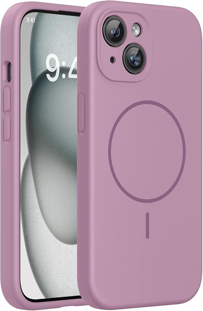 Miracase Silicone & Magnetic for iPhone 15 Plus Case, Blackcurrant | Compatible with MagSafe, Soft Microfiber Lining, Liquid Silicone Case Shockproof Drop Protection Phone Case for 15 Plus by Miracase