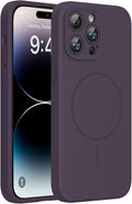 miracase Magnetic for iPhone 14 Pro Max Case, [Soft Anti-Scratch Microfiber Lining], Compatible with MagSafe, Silicone Shockproof Protection Phone Case for iPhone 14 Pro Max,Dark Purple by Miracase