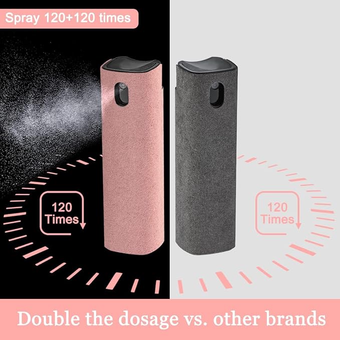 walrfid Screen Cleaner Spray and Wipe for Phone, Tablet, Laptop, 2 Pack | Touchscreen Mist Cleaning Kit for Tablet, PC, Computer, Eyeglass, iPhone, iPad, MacBook and Car Screens, Grey and Pink - Image 6