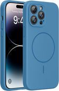 miracase Magnetic for iPhone 14 Pro Max Case, [Soft Anti-Scratch Microfiber Lining], Compatible with MagSafe, Silicone Shockproof Protection Phone Case for iPhone 14 Pro Max,Capri Blue by Miracase
