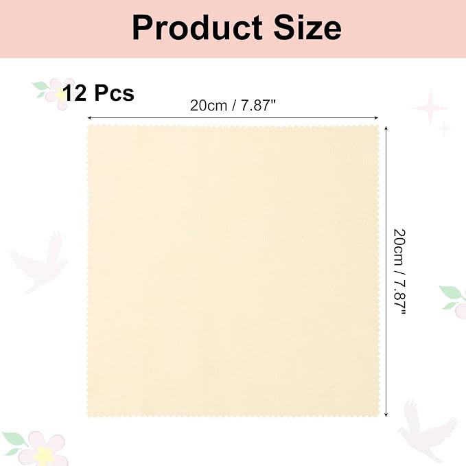 uxcell 12 Pcs Microfiber Cleaning Cloth for Glasses, 8 x 8 Inch Eyeglass Cleaning Cloth, Glasses Cleaner Wipes for Electronics Lenses Screens Cameras Cell Phones, Beige - Image 2