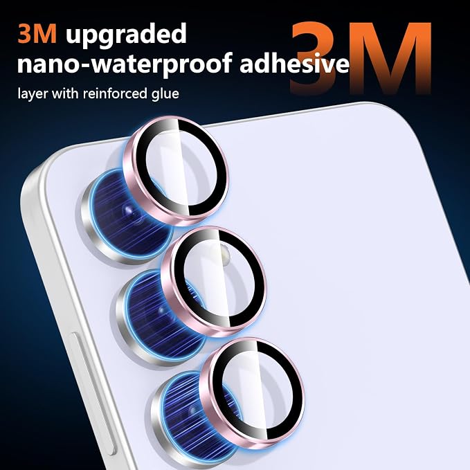 for Samsung Galaxy S25 FE Camera Lens Protector, Individual Metal Ring Tempered Glass Lens Cover, [Strong Adsorption] Scratch Resistant Ultra-Thin HD Clear Lens Cover, 1 Set-Pink Ring - Image 4