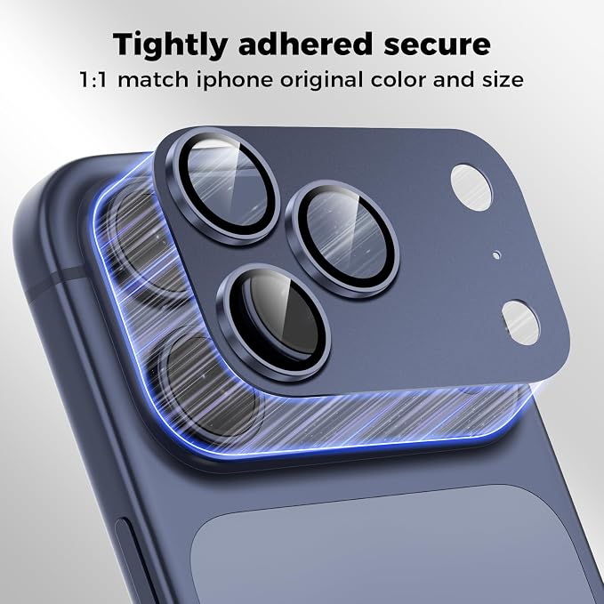 Screen Protector for iPhone 17 Pro Max 6.9-Inch +2 Pack Deep Blue Metal Camera Lens cover Protector - Image 4