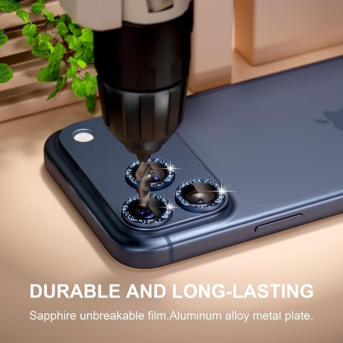 for iPhone 17 Pro Camera Lens Protector, Glitter Deep Blue | [Military Grade Shatterproof] [Strong Adsorption] [Case Friendly] Matte Metal Tempered Glass Camera Screen Cover Accessories - Image 4