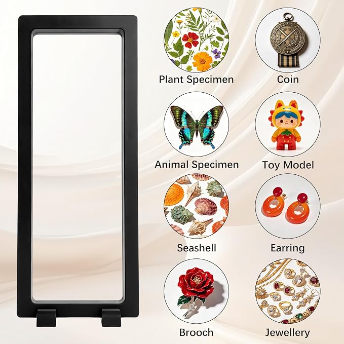 2Pcs 3D Floating Frame Display Stands, Transparent Display Case Holder with Bases, Clear Suspension Frame Showcase for coin Jewelry, Medallions, Antique, Specimens, 9.06x3.54inch - Image 6