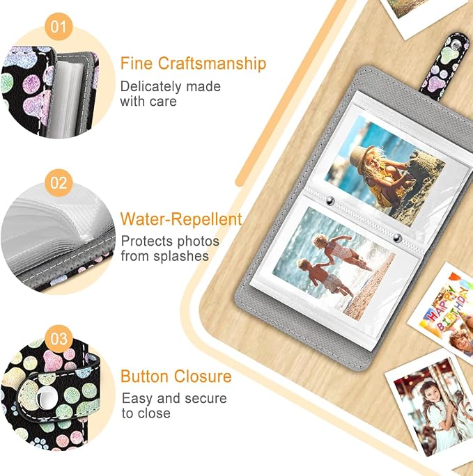 Puppy Dog Paws Small Photos Album for 2x3 Inch Films, 56 Pockets | Mini Cute Picture Book, Wallet Size, for Polaroid Fujifilm Instax Mini Instant Camera Printer, Kpop Photocard Binder Holders - Image 4