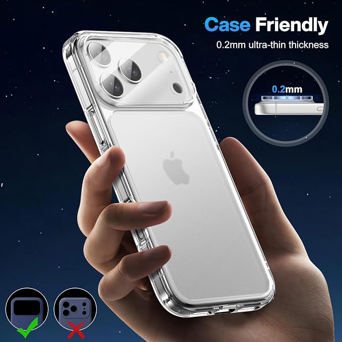 Camera Lens Protector (2 Pack) Compatible with iPhone 17 Pro Max 6.9" Camera Lens Cover Protection, 9H Tempered Glass, Ultra Clear Anti-Scratch [Does Not Affect Night Shots] - Image 6