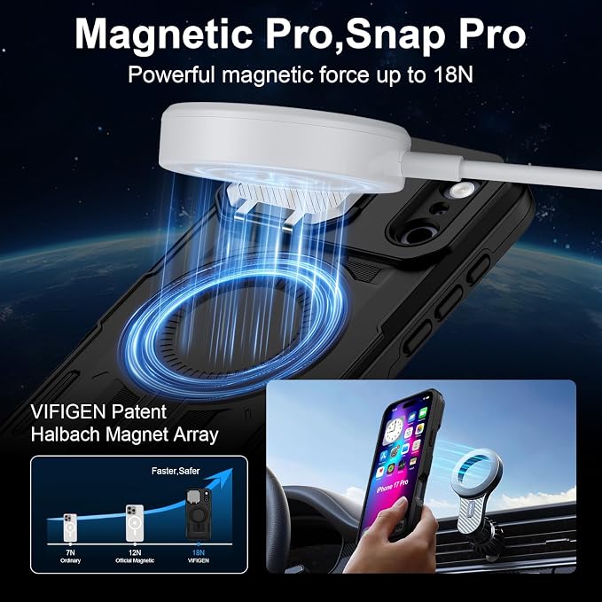 iPhone 17 Pro Case with Camera Cover, Magnetic Case with Camera Lens Protector Phone Cover Grip Stand MagSafe for iPhone 17 Pro Military-Grade Shockproof CASE Kickstand for iPhone 17 Pro, 6.3 inch - Image 5