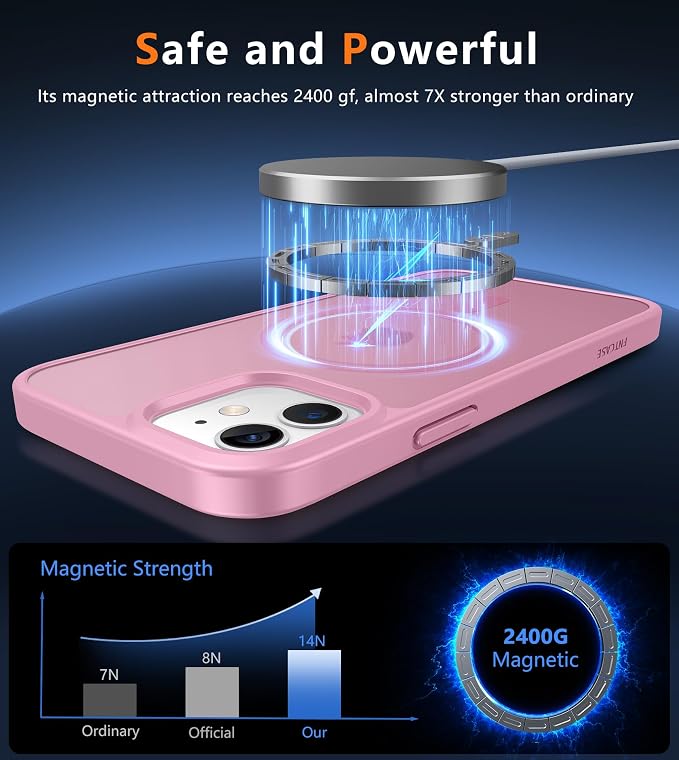 FNTCASE for iPhone 12/iPhone 12 Pro Case Light Pink: Fit for MagSafe | Translucent Magnetic Camera Protection Slim Cases, 14FT Military Grade Drop Tested, Matte Shockproof Cover - Image 4
