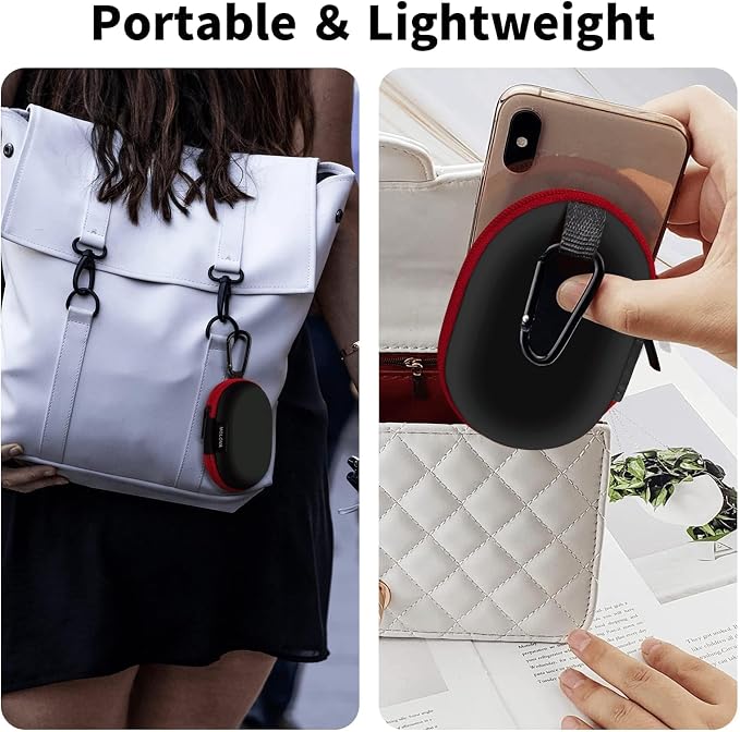 1 Pack Oval Earbud Case Storage Bag with Carabiner, Red | Portable EVA Carrying Case, For Wired/Wireless Headphones, SD Card Storage, Camera Chip - Image 7