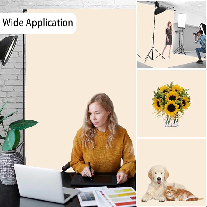 Cream Photography Backdrop for Photoshoot, Fabric 3x5ft | Versatile Studio Photo Backgrounds, Non Reflective, Easy to Use, for Portraits, Product, Party, Video Creation - Image 3