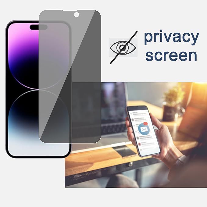 Ailun Privacy Screen Protector+Camera Lens Protector for iPhone 14 Pro Max | 2+2 Pack, 6.7 Inch, Anti Spy Private Tempered Glass Film, Case Friendly, HD - Image 2