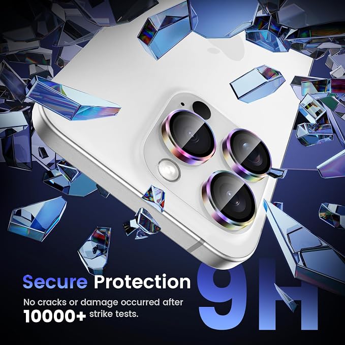 Tensa iPhone 15 Pro/Pro Max Camera Lens Protector, 9H Tempered Glass Screen Cover, Metal Ring for 6.1/6.7 inch iPhone 2023 - Image 5