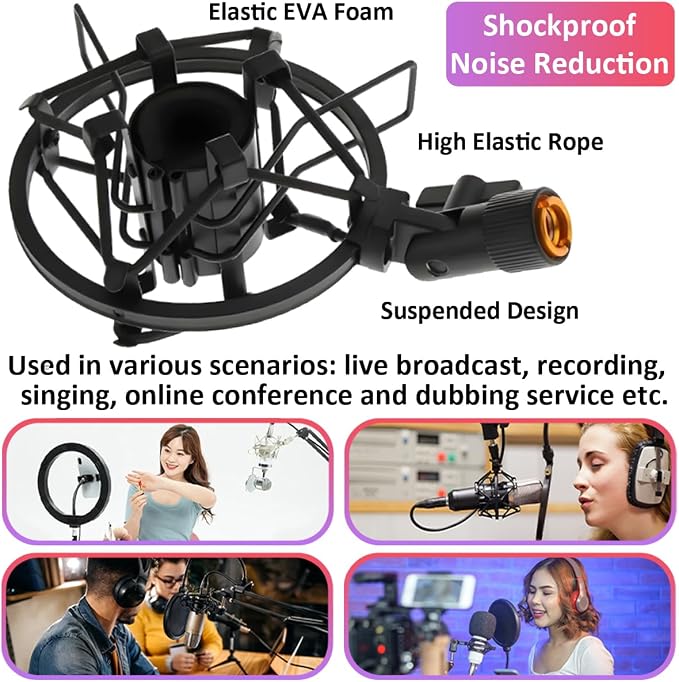 28-35mm Microphone Shock Mount Anti Vibration Mic Suspension Mount Aluminum Alloy Condenser Microphones Holder Clip with Metal Screw Adapter Isolation Absorber Studio - Image 3