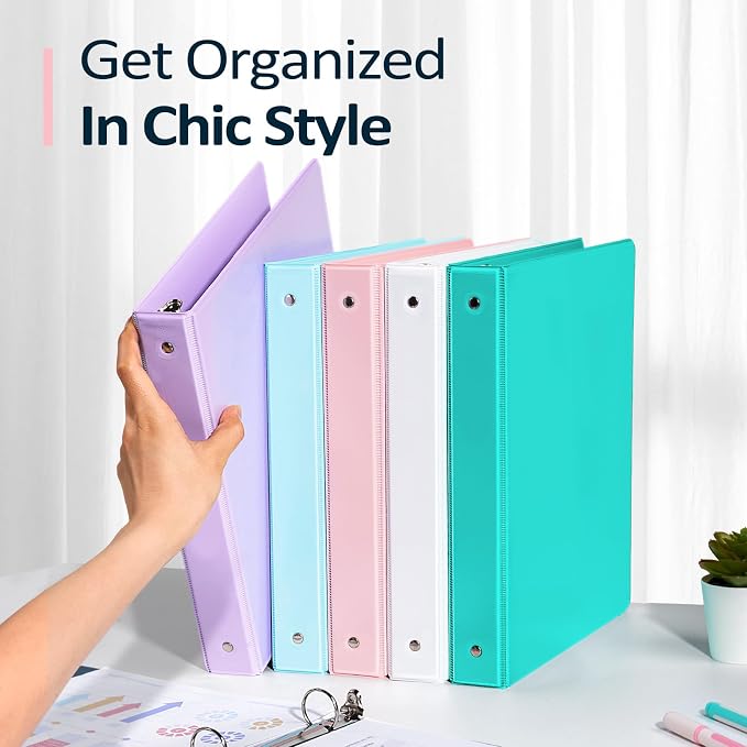 BinderX 3 Ring Binder 2 Inch, 2" Clear View Binder, Aqua Blue, Letter /A4 | Extra Durable, PVC-Free, Customizable, Interior Pockets, 450-Sheet Capacity, Eco-Friendly, Reinforced Hinge, School, Office - Image 7