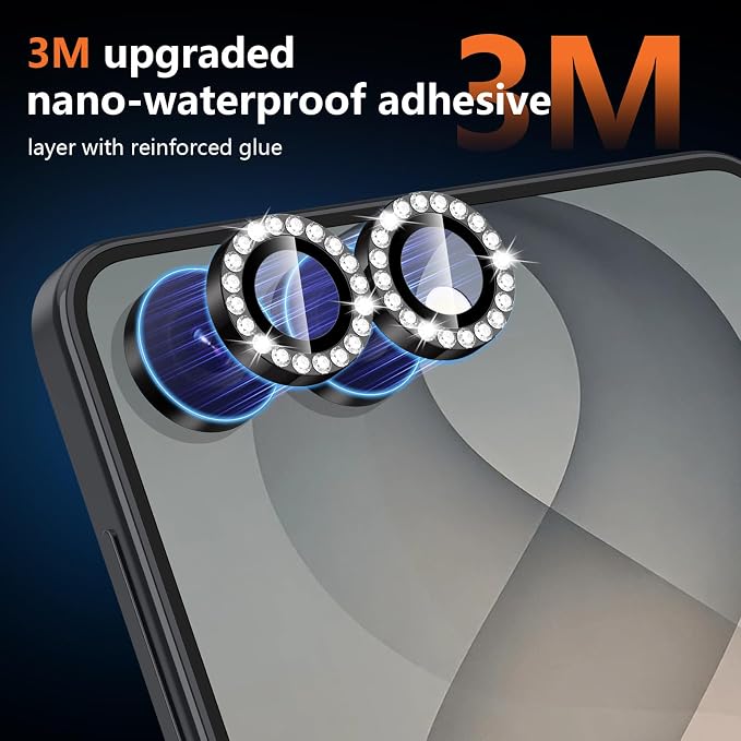 for Samsung Galaxy Z Flip 8 Camera Lens Protector, Individual Metal Ring Tempered Glass Lens Cover, [Strong Adsorption] Scratch Resistant Ultra-Thin HD Clear Lens Cover, 1 Set-Black Diamond - Image 4