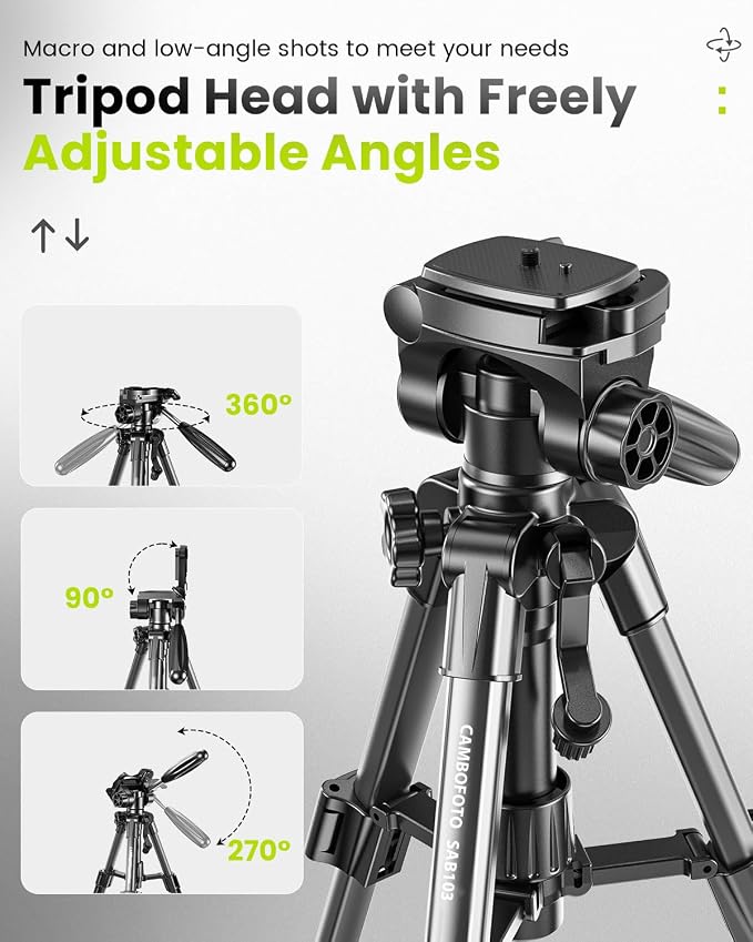 CAMBOFOTO 30"-Camera-Tripod, Porfessional Aluminum Heavy Duty Tripod Stand for Mirrorless Camera/DSLR/Cell Phone/Camcorder, with Holder and Travel Bag (Weight 1.5Lb, Max Load 15 Lb) | Heavy Duty Tripod for Mirrorless Camera/DSLR/Camcorder, with Holder ... - Image 6