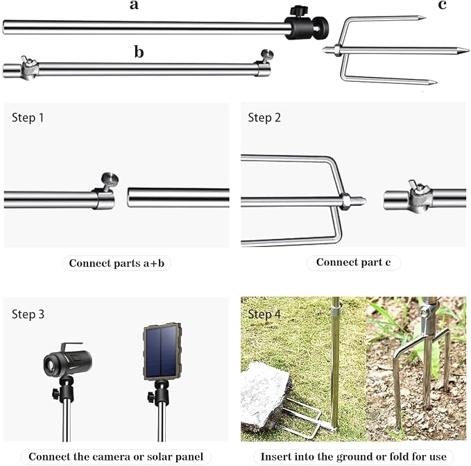 Stedan 4 Pack Trail & Game Camera Stand Mounts Thick Foldable Stainless Steel Bracket 360° Adjustable Universal Thread Connection 1/4''-20 (6 mm) for Hunting, Fishing - Image 5