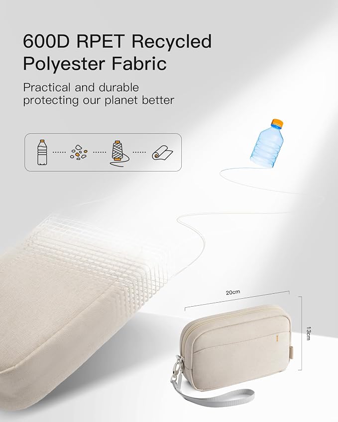 Inateck Electronics Organizer Travel Case, Water-resistant Cable Organizer Pouch, Multi-purpose Accessories Carry Case for Cord, Charger, Cables, Phone, USB Drive, Beige, Small - Image 3