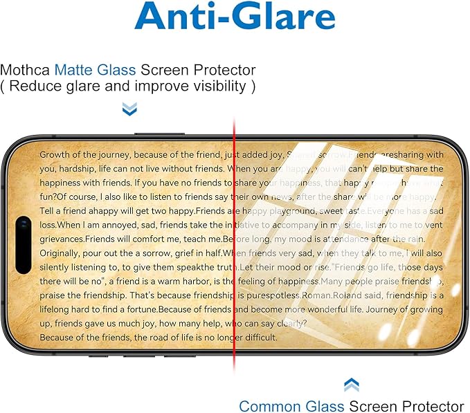 Mothca 2 Pack Matte Glass Screen Protector for iPhone 17 [6.3 inch] + 2 Pack Camera Lens Protector, Anti-Glare & Anti-Fingerprint Case Friendly Tempered Glass, Bubble Free, Smooth as Silk - Image 5