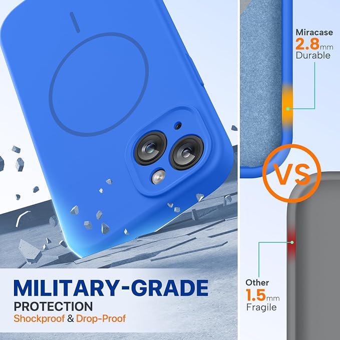 Miracase Silicone & Magnetic for iPhone 15 Case, Mediterranean Blue | Compatible with MagSafe, Soft Microfiber Lining, Premium Silicone Cover Shockproof Drop Protection Phone Case for 15 - Image 3