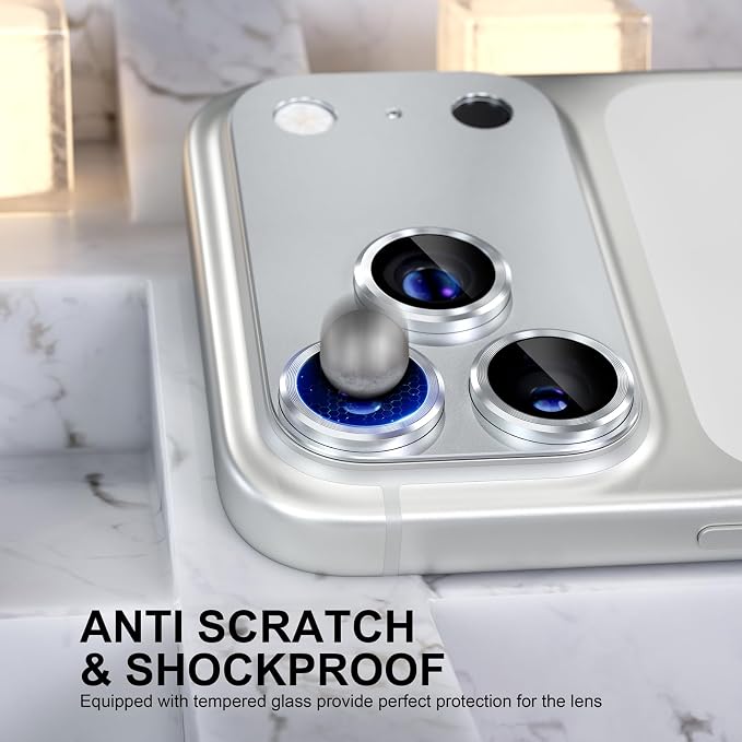 Choiche for iPhone 17 Pro Camera Lens Protector, Silver | Metal Camera Cover with 9H Tempered Glass Lens Screen Protector Accessories, Strong Adsorption, Case-Friendly, 6.3-inch - Image 3