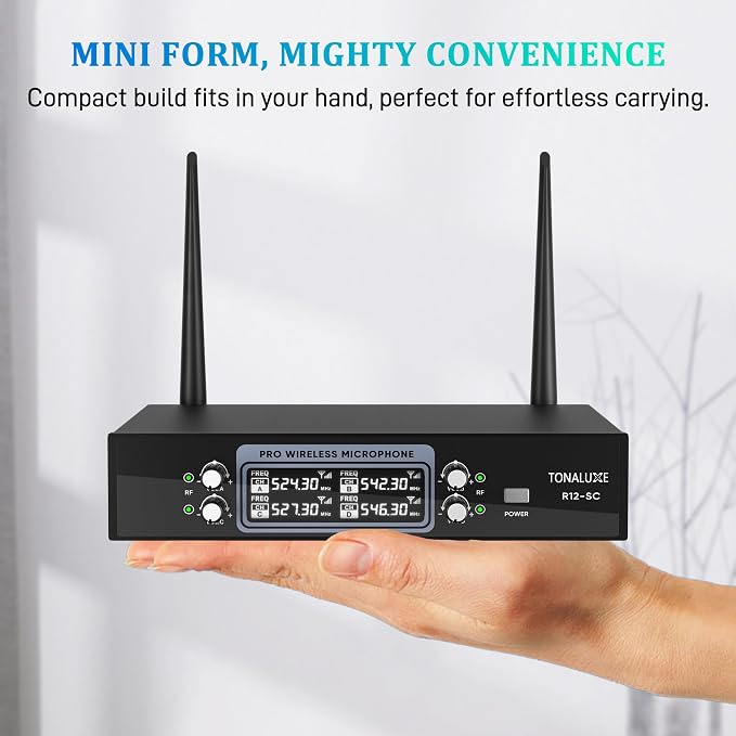 4 Channel Wireless Microphone System with Metal Receiver, 4 Handheld Mics, Independent Volume Control, 262ft Range, UHF Karaoke Mic Set for Home Party, Classroom, Church, Wedding, Events - Image 4