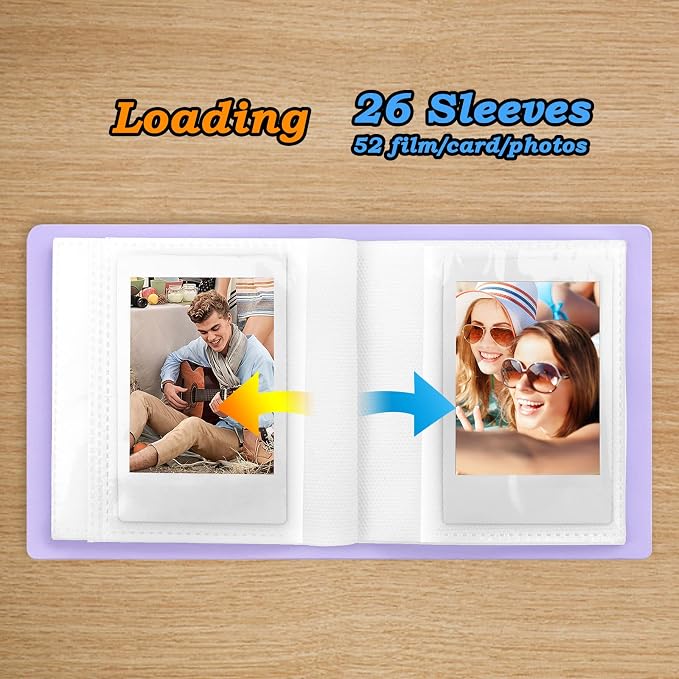 Ruibytree 52 Pockets Small Photo Album 2x3 for Instax Mini, Purple, 2 Pack | Pocket-Size, PU Leather Cover, Snap Closure, Acid-Free Pages, Fits Polaroid 2x3 Photos, Kodak Mini Prints & ZINK Photos - Image 6