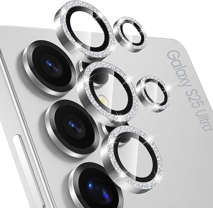 Tensea Compatible with Samsung Galaxy S25 Ultra Camera Lens Protector | 9H Tempered Glass Camera Cover Screen Protector Metal Individual Ring [Installation Tray][Case Friendly] by Tensea