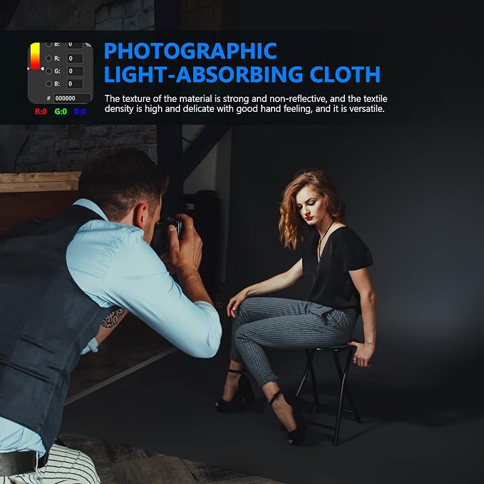 NEEWER 10 x 12FT / 3 x 3.6M PRO Photo Studio Premium Polyester Collapsible Backdrop Background for Photography, Video and Television (Backdrop ONLY) - Black - Image 4
