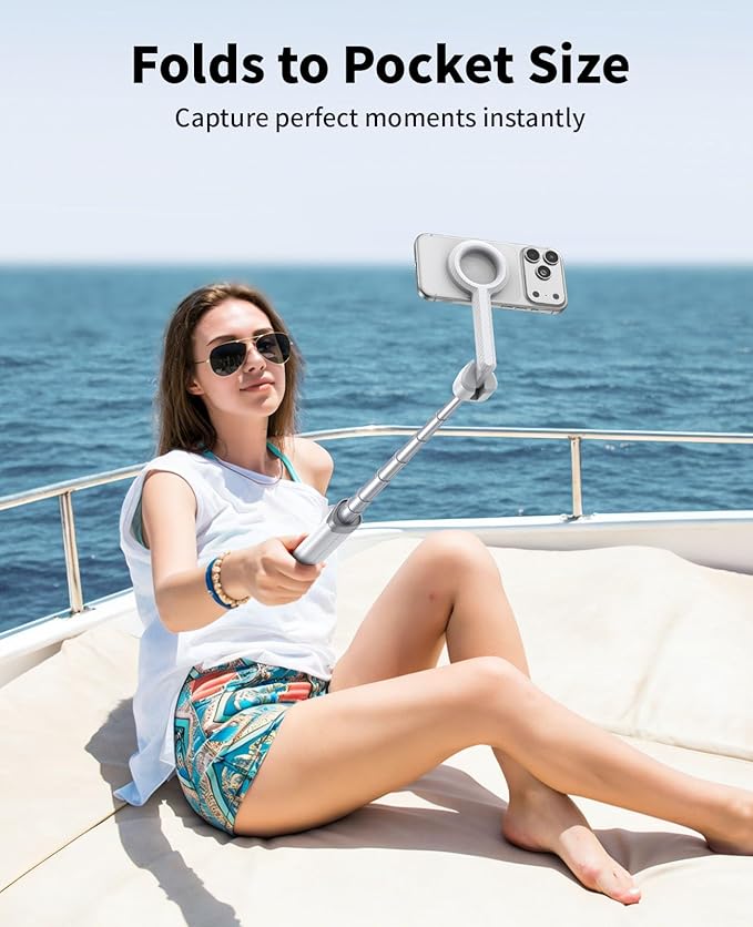 Magnetic Tripod for iPhone, Selfie Stick Tripod Mount Ring for Magsafe, 360° Rotatable Portable Travel Tripod Cell Phone Stand with Metal Ring & Remote, Compatible with iPhone Android, 60" - Image 3