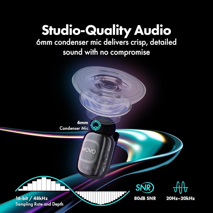 Movo NanoMic Dual Lightning Wireless Microphone for iPhone 14 and Below– Lavalier Mic for iPhone, Great for Vlogging, TikTok, Content Creation - Image 6