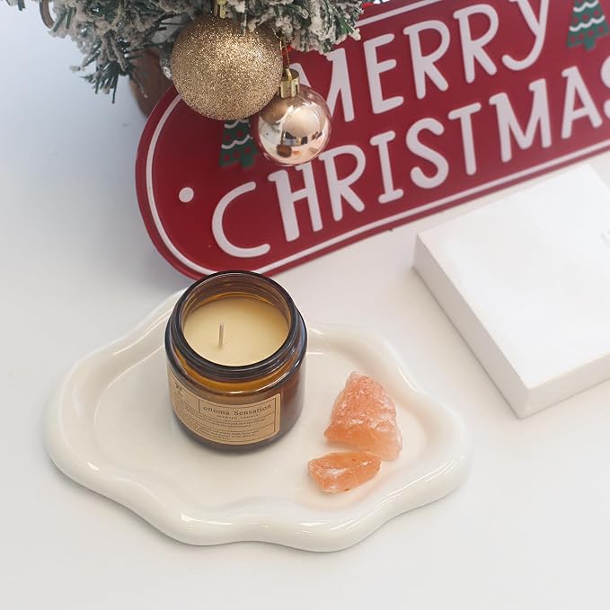 CCINPPY Ceramic Cloud Jewelry Tray Trinket Dish Key Bowl Nightstand Decor | Decorative Small Desk Tray Jewelry Plate Key Holder Bowl Cute Bedroom Room Decor Aesthetic, Gift for Women, White, Medium - Image 7