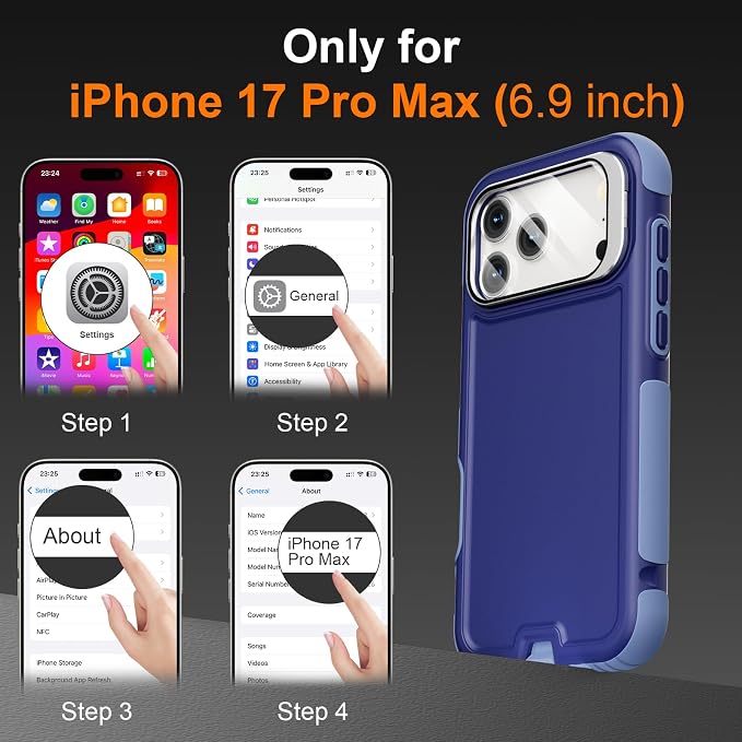 Follaroma Magnetic for iPhone 17 Pro Max Case with Camera Stand,Blue-Purple | Built-in Glass Camera Cover Stand,Compatible with MagSafe,Heavy Duty Shockproof Protective,Military-Grade Anti-DropDual Case - Image 3