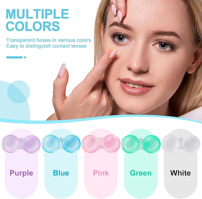 50 Pack Contact Lens Cases, Transparent Contact Cases Bulk in 5 colors, Cute Contact Lenses Case Leak-proof, Eye Contact Case for Home and Travel - Image 2
